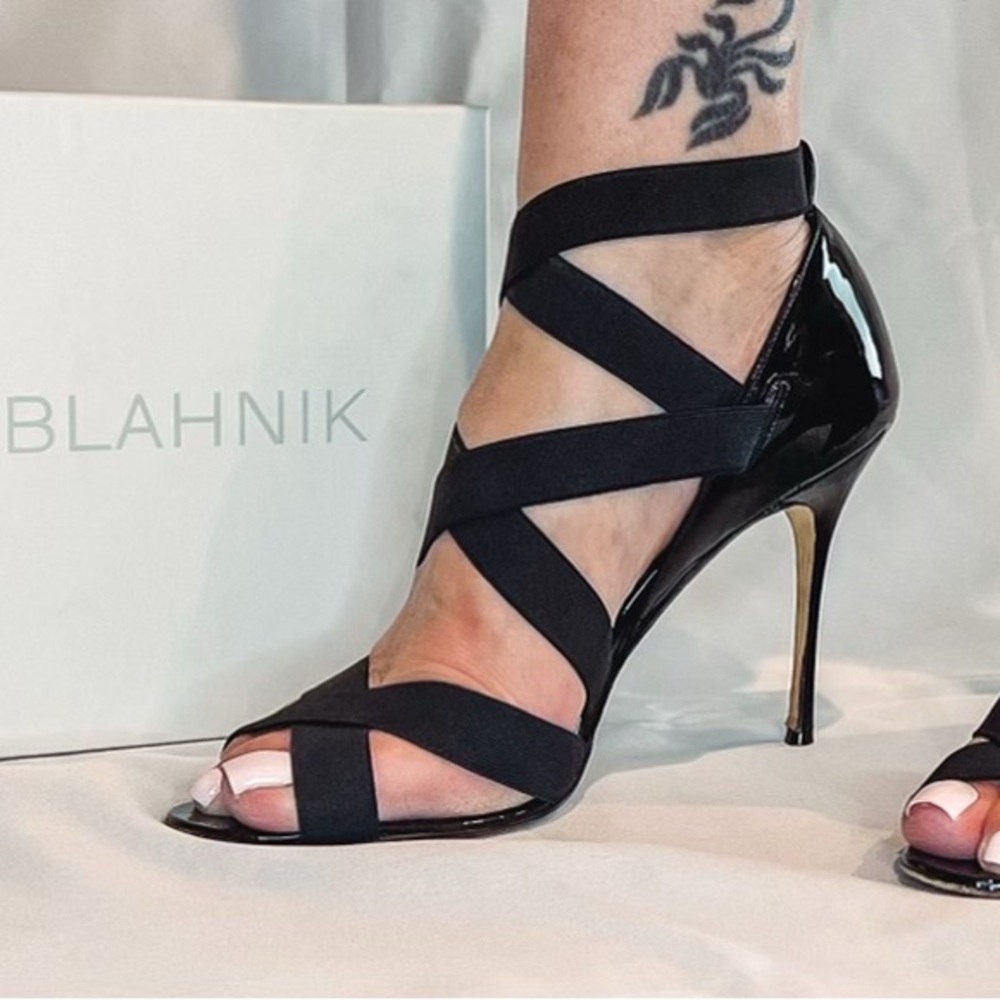 Black patent sandals